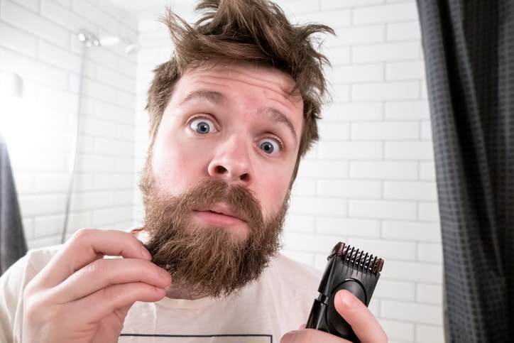 Man with shaving problem