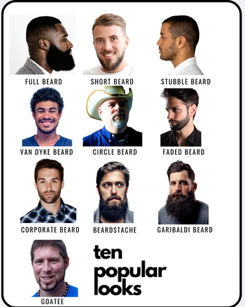 chart of different beard styles