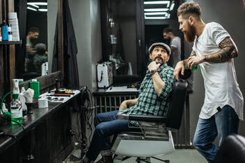Barber and Client talking