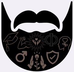 graphic of beard with symbols in it
