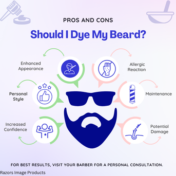 Info Graphic of Pros and Cons of beard dyeing